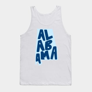 Alabama Doodle Letters Map Outline- blue Tank Top